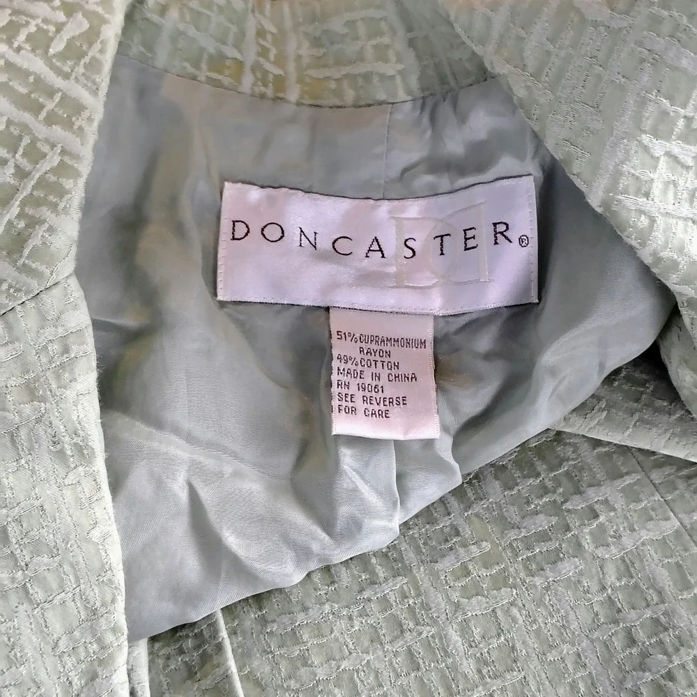 Sage‎ Green Textured Skirt Suit Set 6 3/4 Sleeve Jacket Pencil Skirt old money